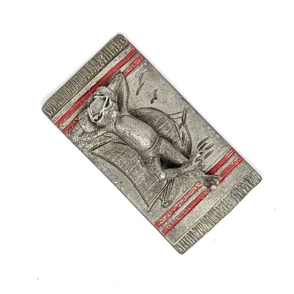 Dog Figure Figurine Hudson Pewter Sunning On Beach Towel Cool Sunglasses - Picture 1 of 3